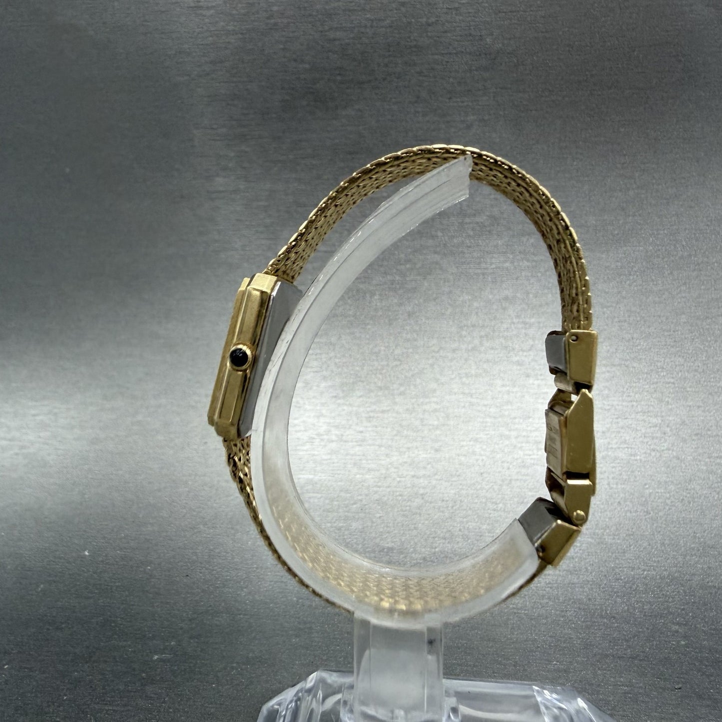 Seiko Lassale Tank Watch Women 20mm Champagne Dial Gold Tone VTG 2320-6039 PARTS7