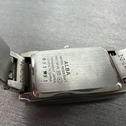 Seiko Alba Tank Watch Women 17mm Silver Dial Two Tone 1N01-0FY0 New Battery9