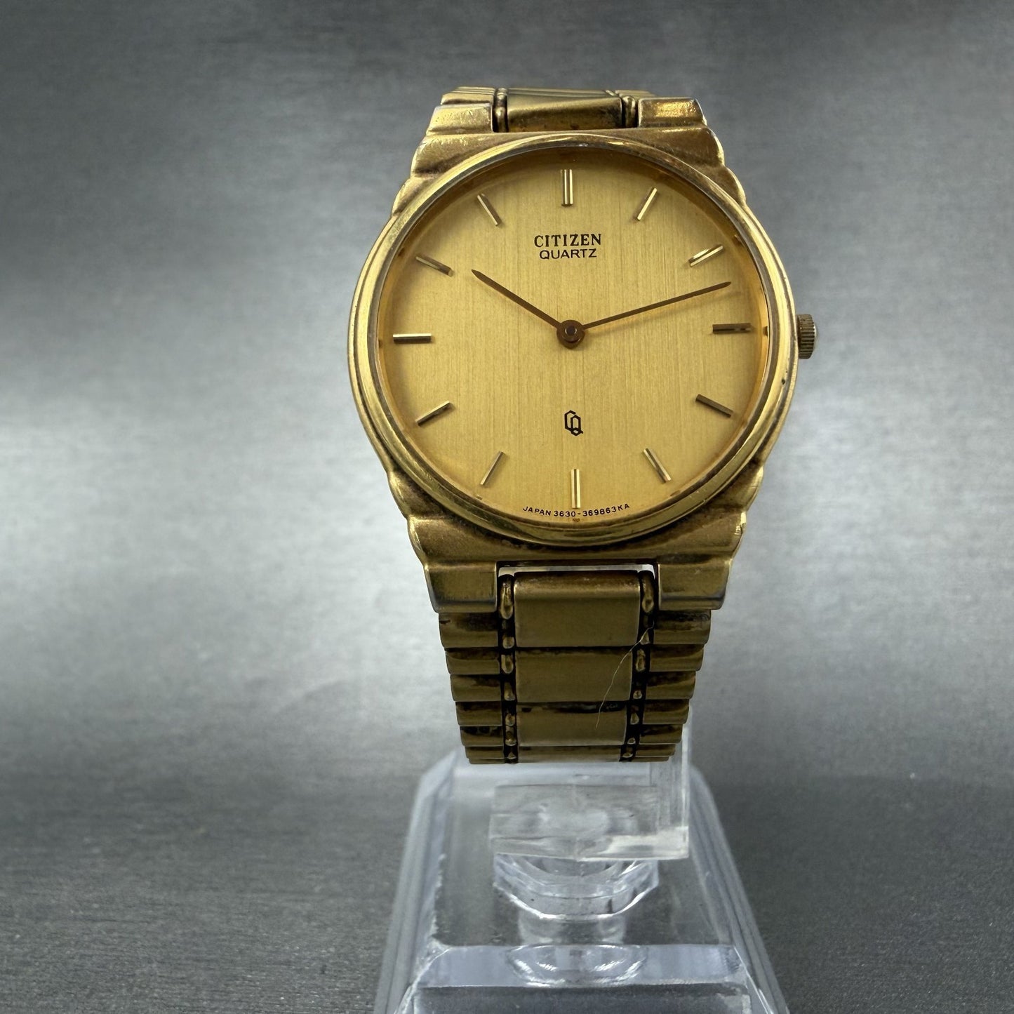 Citizen CQ Watch Men 30mm Gold Dial Gold Tone Round 3620-364228 New Battery5