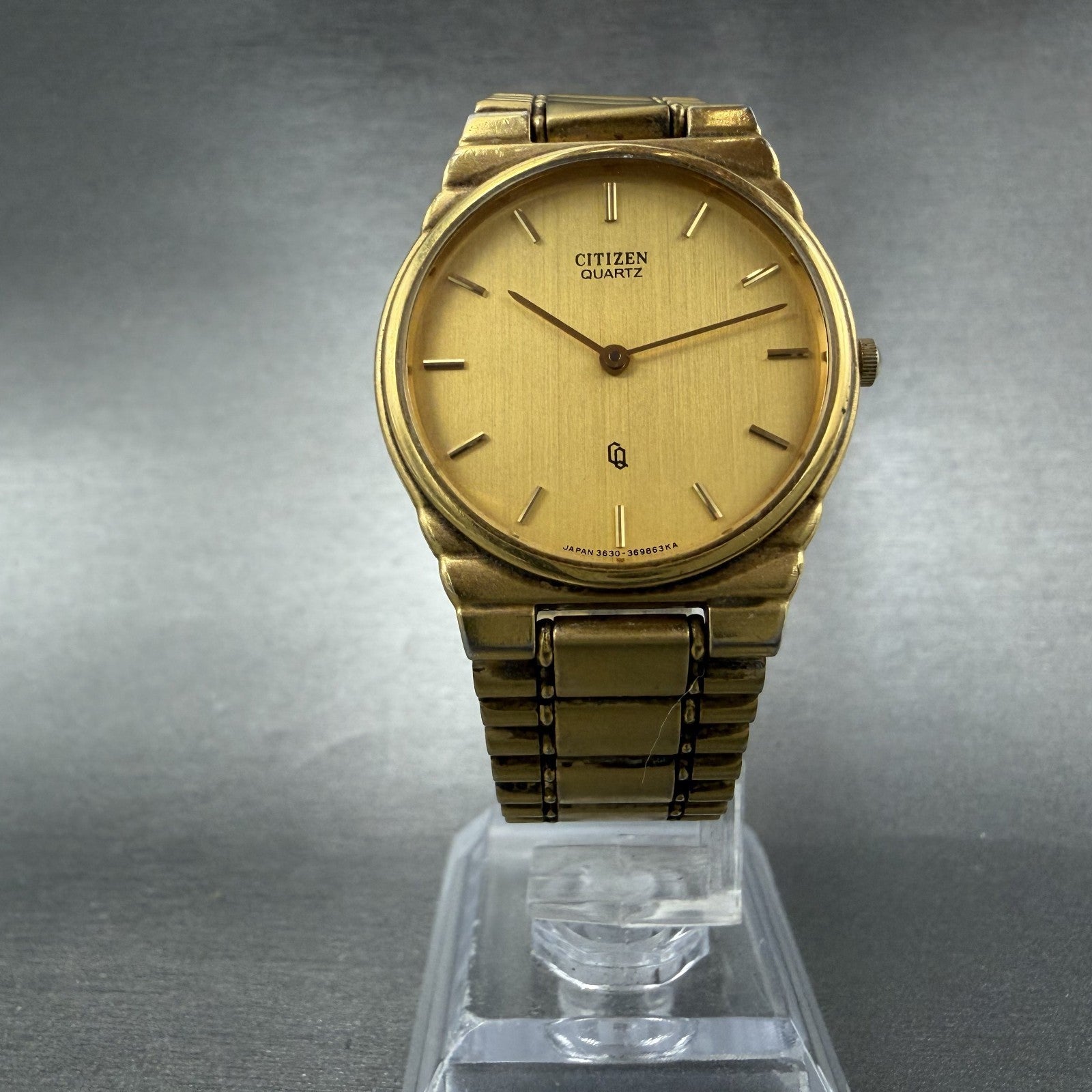 Citizen CQ Watch Men 30mm Gold Dial Gold Tone Round 3620-364228 New Battery5