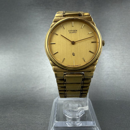 Citizen CQ Watch Men 30mm Gold Dial Gold Tone Round 3620-364228 New Battery5