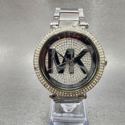 Michael Kors Parker Watch Women 39mm Silver Dial Silver Tone Round New Battery0