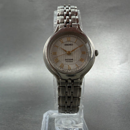 Seiko Exceline Watch Women 24mm Silver Dial Titanium Round 4J41-0070 New Battery5