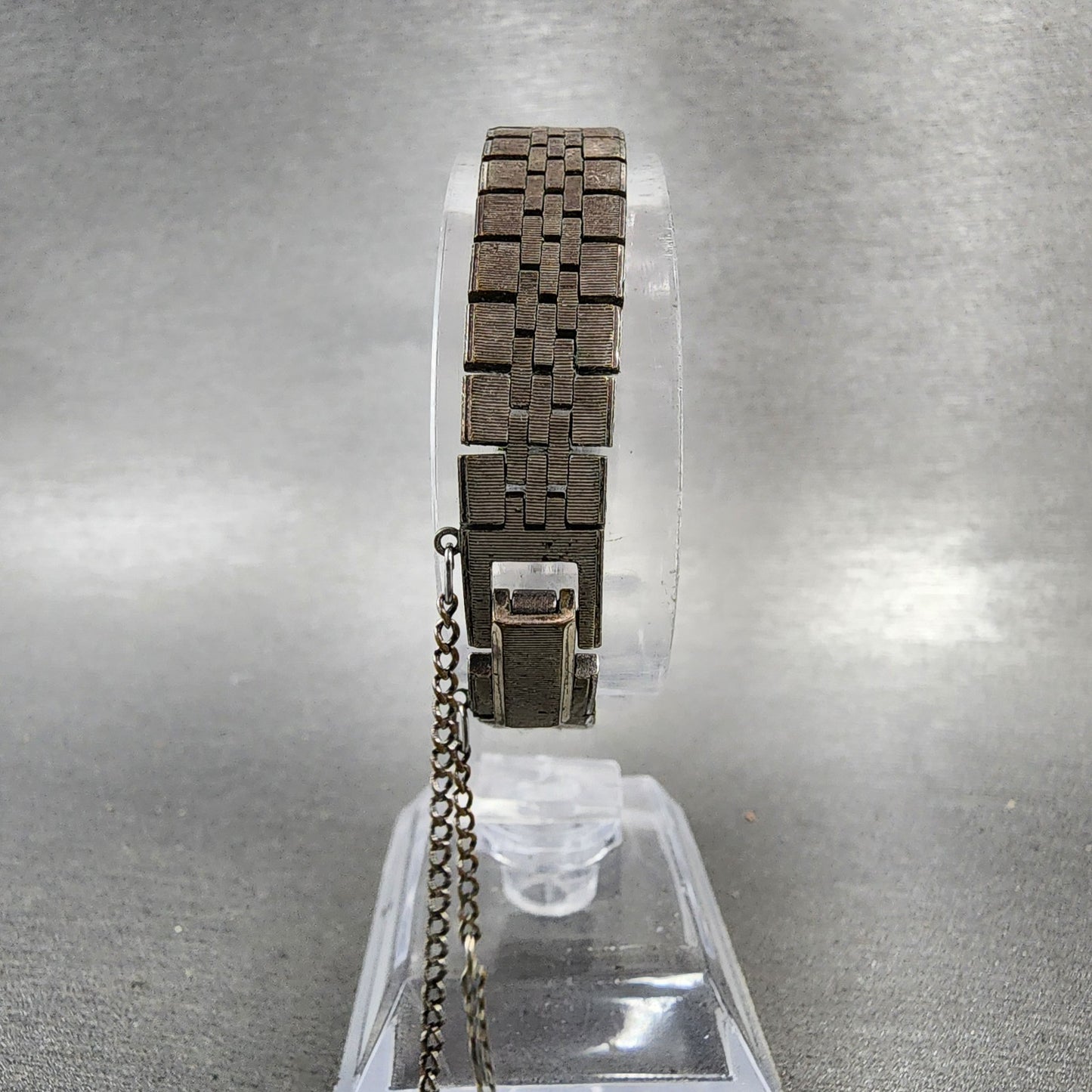 Seiko Tank Watch Women 12mm Silver Dial Silver Tone Rectangle Manual Wind Runs7
