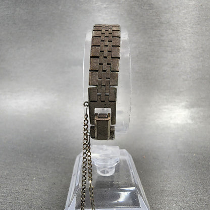 Seiko Tank Watch Women 12mm Silver Dial Silver Tone Rectangle Manual Wind Runs7