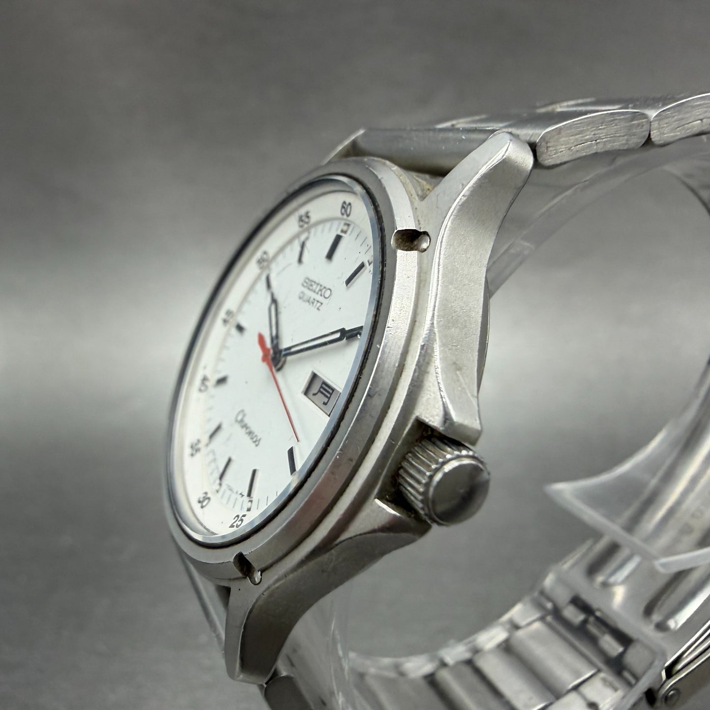 Seiko Chronos Watch Men 34mm White Dial Silver Tone Daydate 7433-7030 NewBattery2