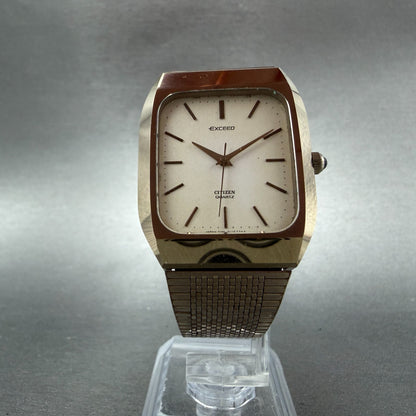 Citizen Exceed Watch Men 29mm Champagne Dial Rose Gold Tone Rectangle 7120 PARTS6