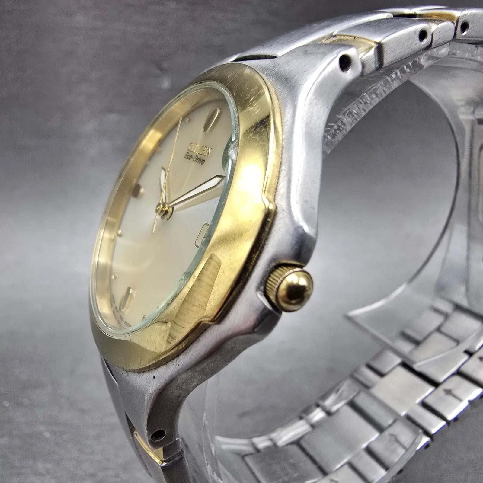 Citizen Eco-Drive Watch Men 36mm Champagne Dial Two Tone Date E111-K16768 Runs2