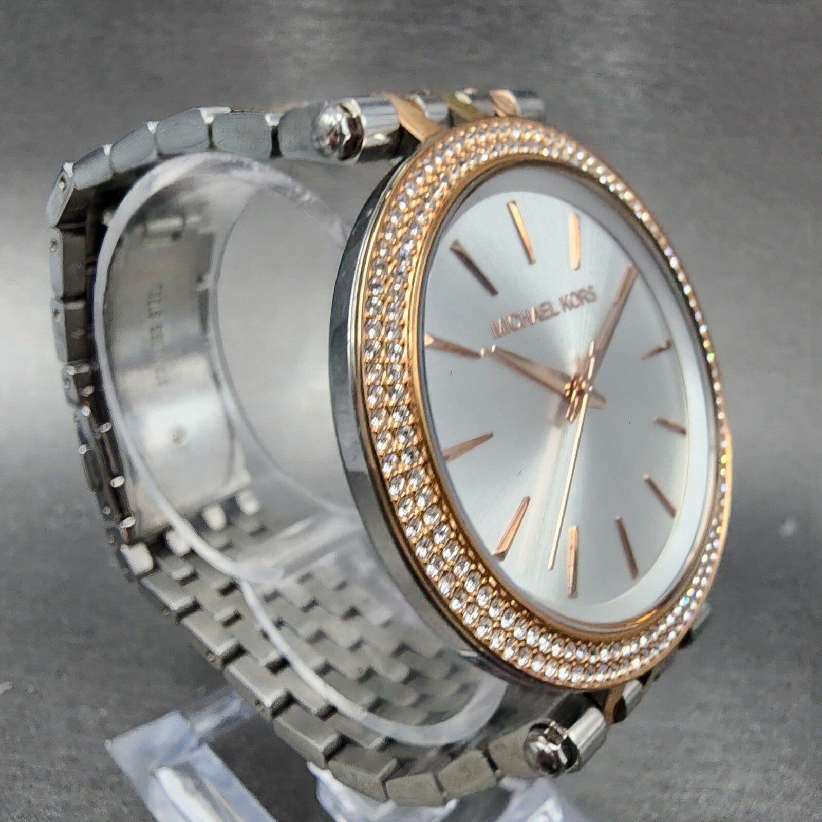 Michael Kors Darci Watch Women 39mm Silver Dial Two Tone Round MK3203 New Batt3