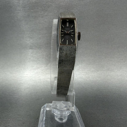 Seiko tank Watch Women 13mm Gray Dial Silver Tone Manual 1520-3570 Runs ABC5