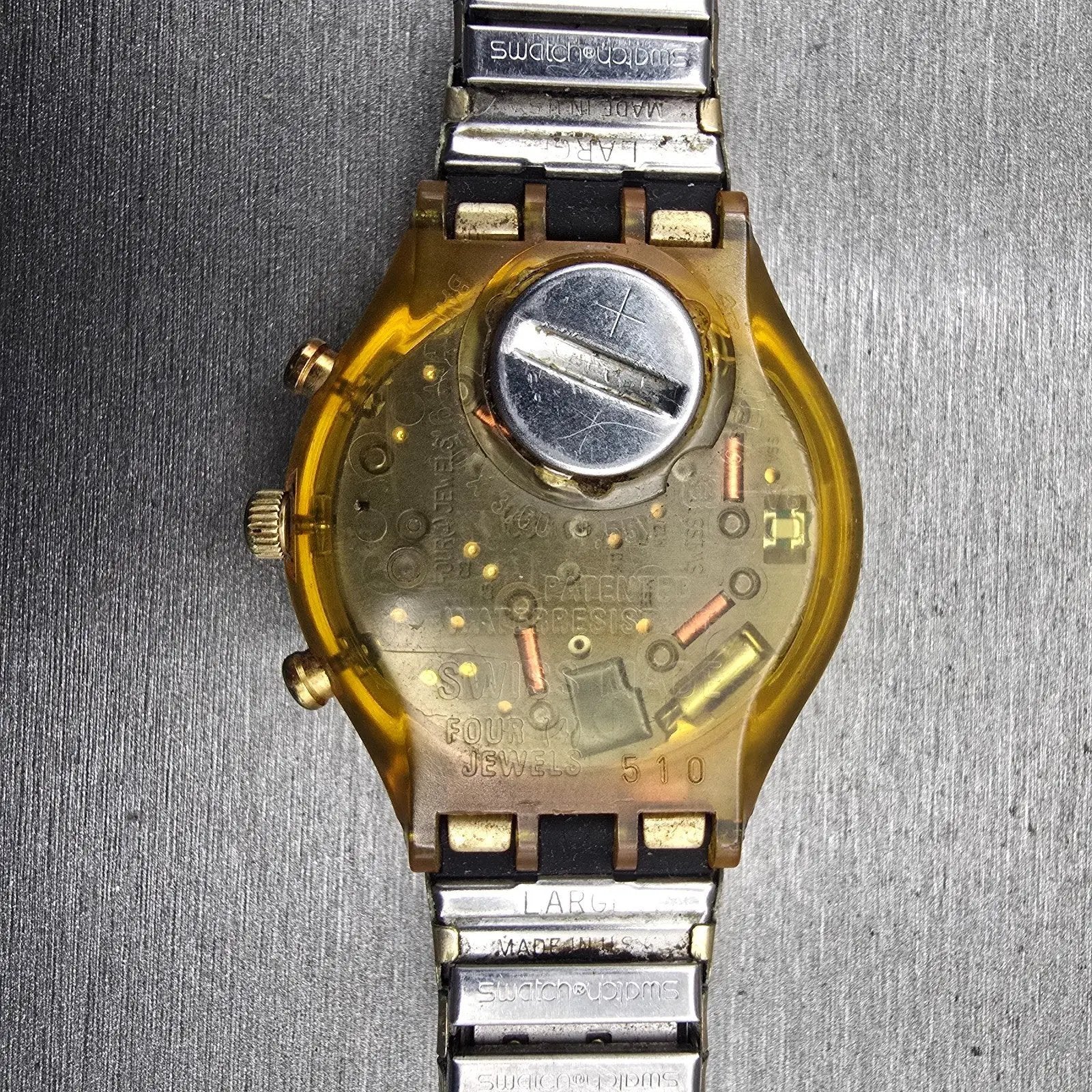 Swatch Chronograph Clocher Watch Men Champagne Dial Date SJC400 New Battery10