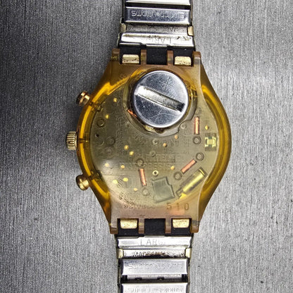 Swatch Chronograph Clocher Watch Men Champagne Dial Date SJC400 New Battery10