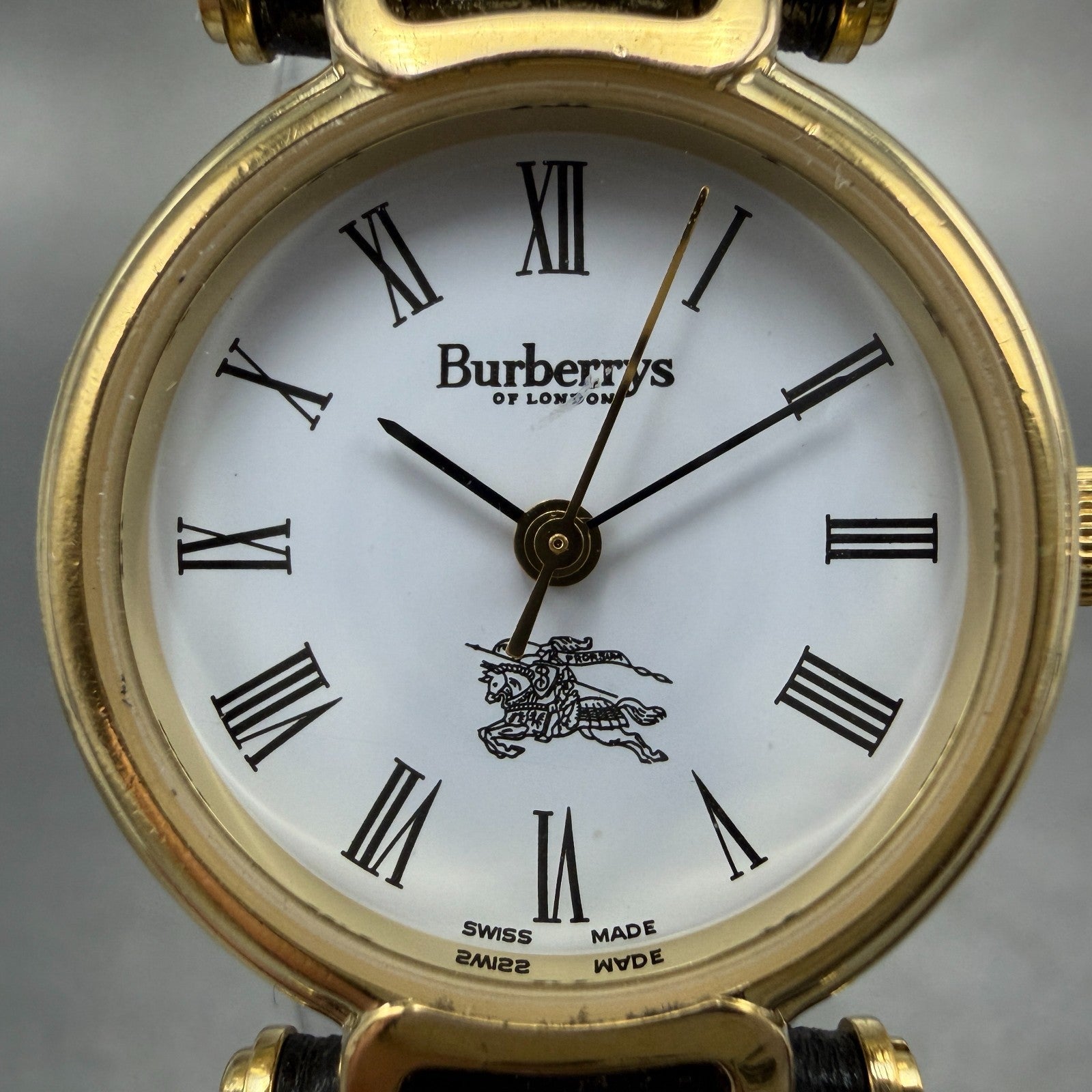 Burberry Watch Women 24mm White Dial Gold Tone Round 3200 New Battery1