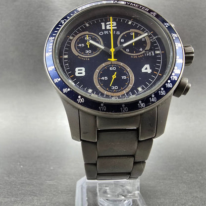 Orivs Chronograph Watch Men 42mm Blue Dial Titanium Date Round New Battery5