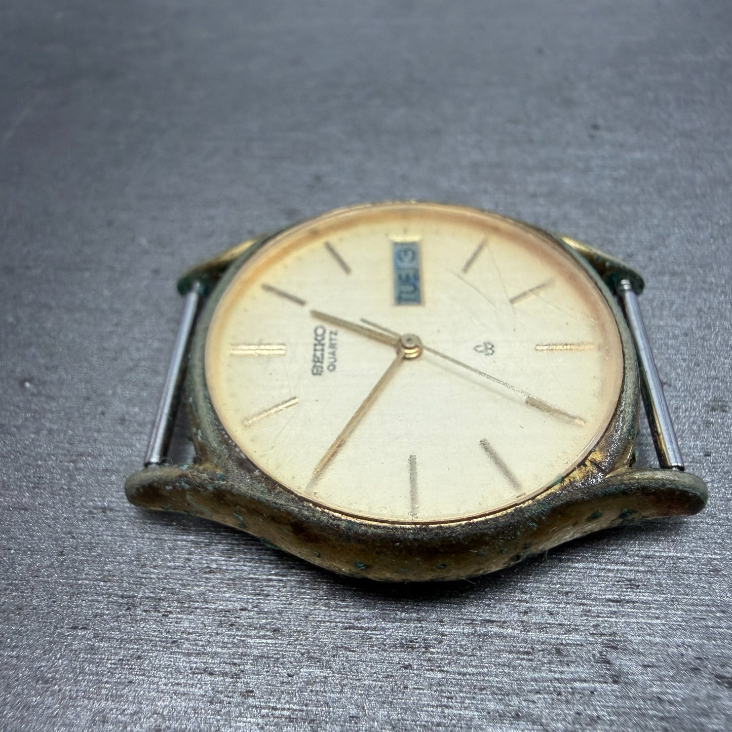 Seiko Watch Men 31mm Champagne Dial Gold Tone Daydate Round 7123-7090 PARTS4