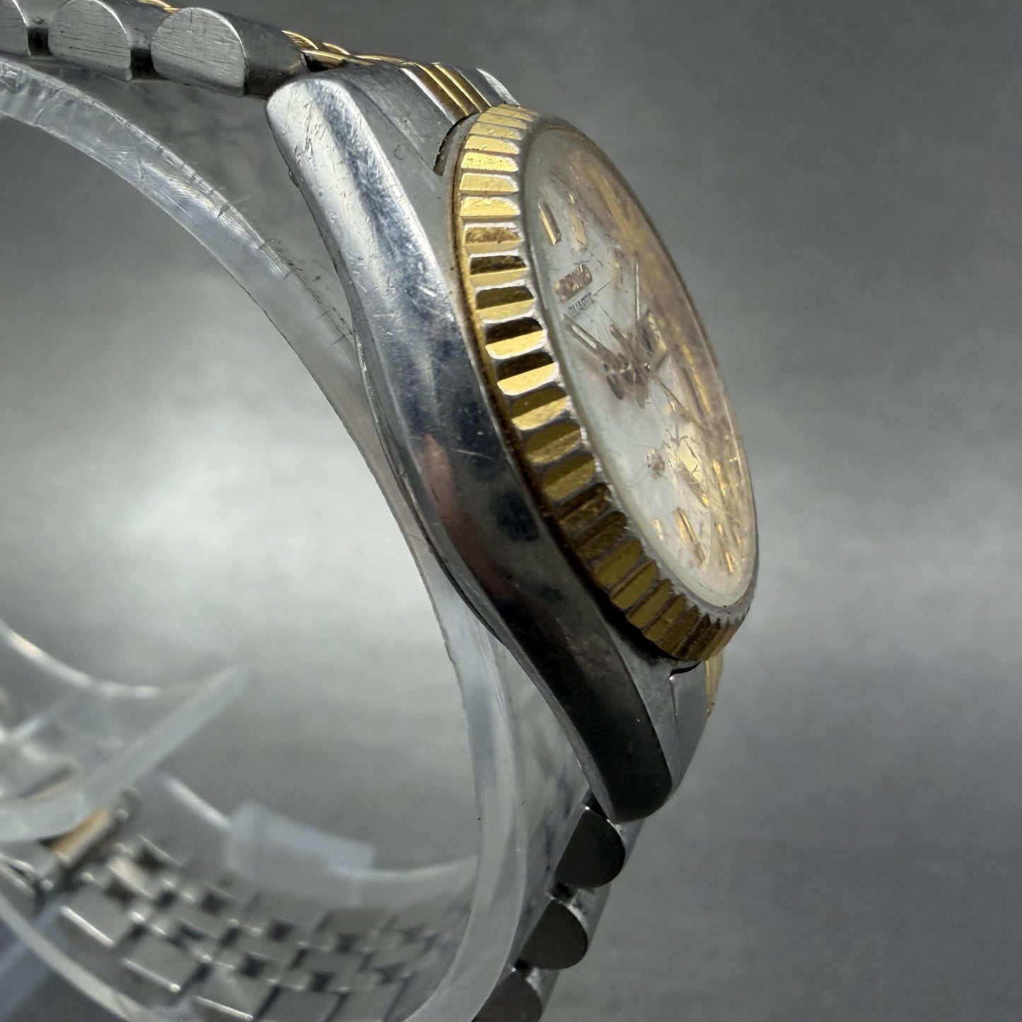 Seiko SQ Watch Women 24mm White Dial Two Tone Daydate 3y03-0169 New Battery TZ03