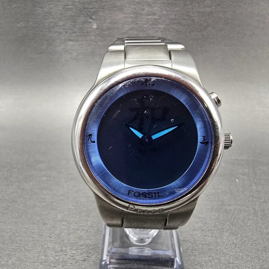 Fossil Big Tic Watch Men 41mm Blue Dial Silver Kanji Round JR-8084 New battery0