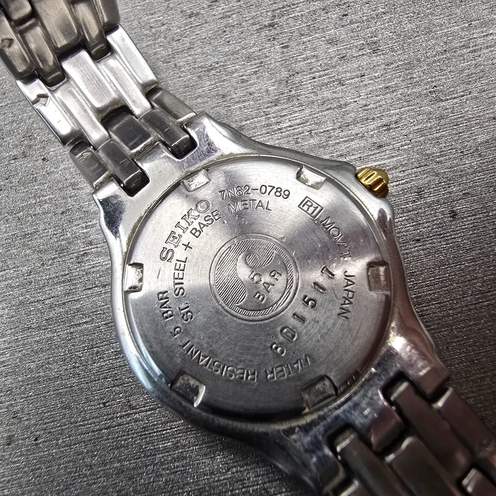 Seiko Watch Women 26mm Silver Dial Two Tone Date Round 7n82-0789 New Battery VTG10