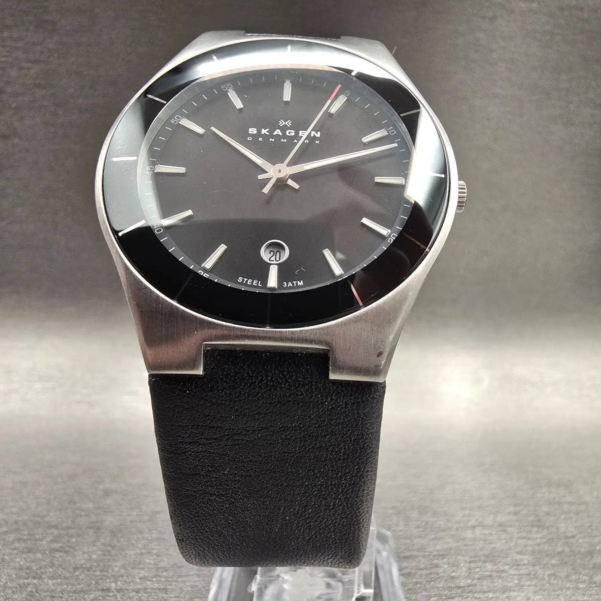 Skagen Aktiv Watch Men 38mm Black Dial Silver Tone Date Round SKW6039 New Batt5