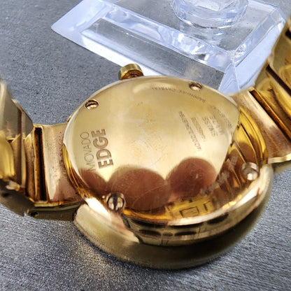 Movado EDGE Watch Women 34mm Pink Dial Rose Gold Tone Round New Battery