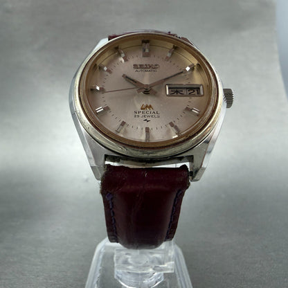 Seiko Lord Matic Watch Men 35mm Silver Dial Silver Tone Daydate 5216-6010 Runs5