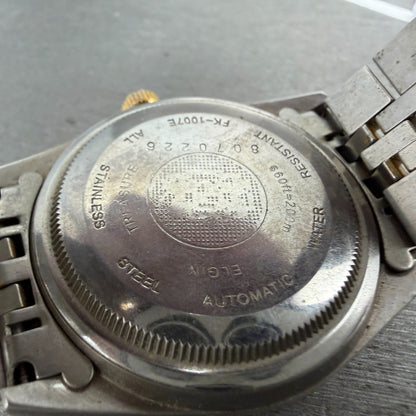 Elgin President Watch Men 36mm Champagne Dial Two Tone Date Round Automatic Runs9