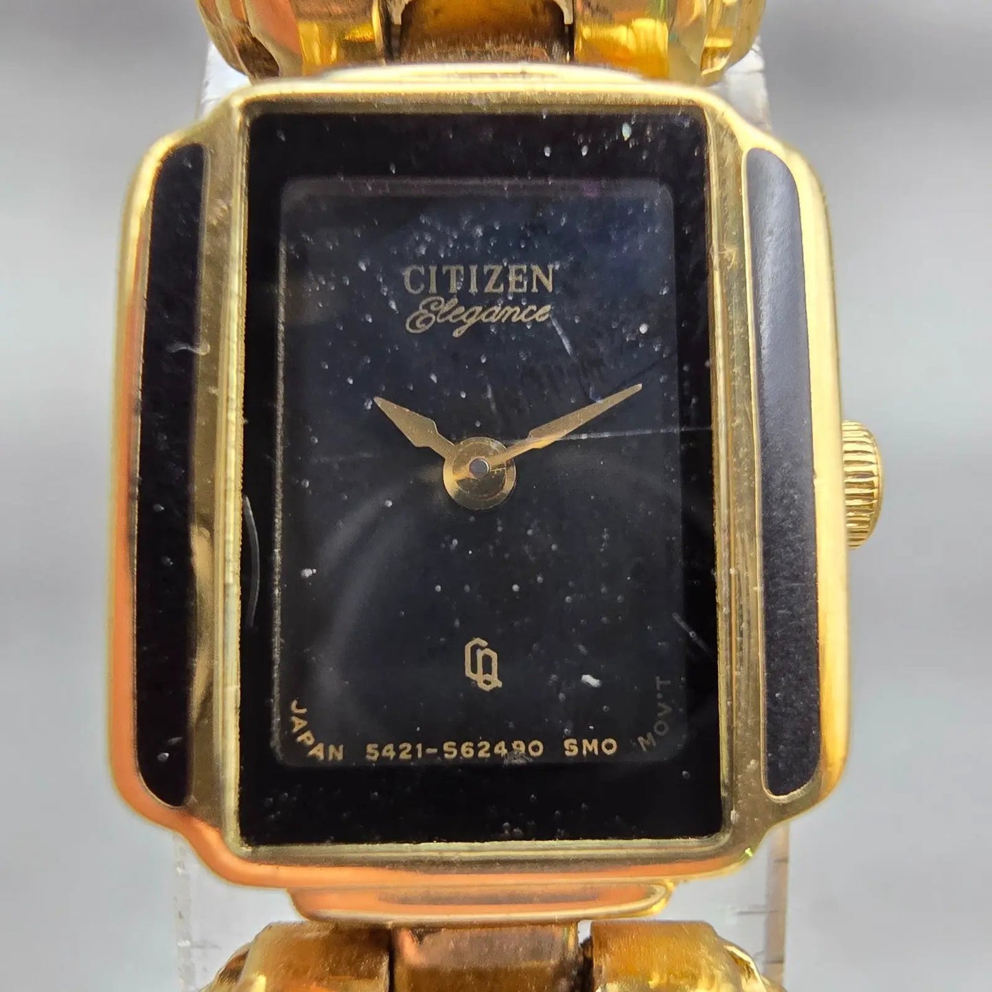 Citizen Elegance Watch Women 14mm Black Dial Two Tone Rectangle 5421 New Battery1