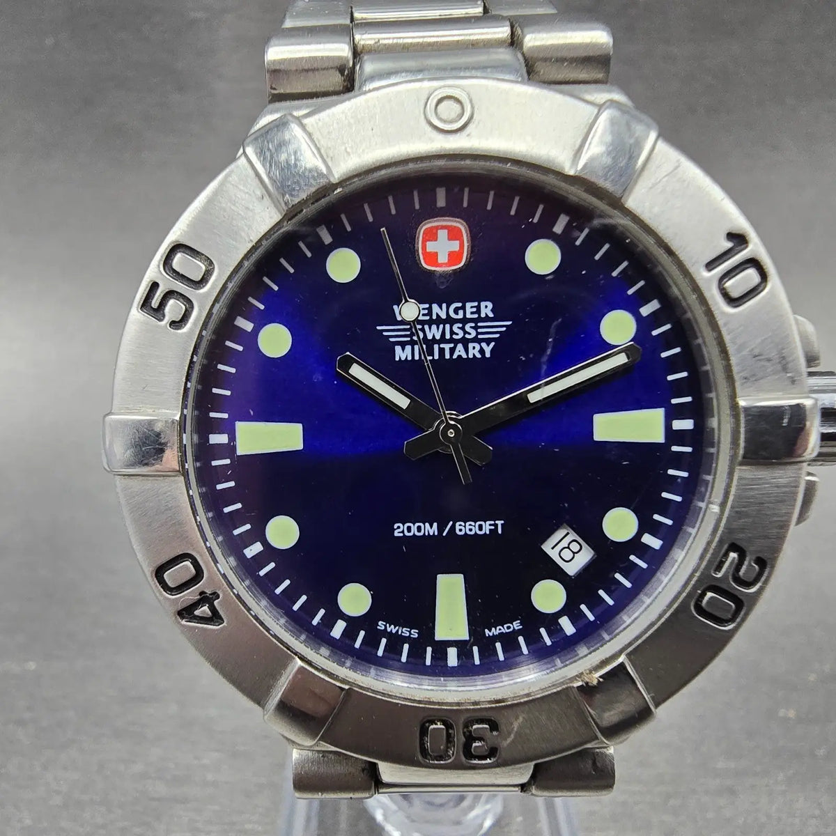 Wenger Swiss Military SeaForce Dive Watch Men 40mm Blue Dial Steel 79178 PARTS0