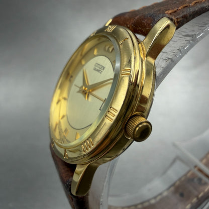 Citizen Watch Women 24mm Champagne Dial Gold Tone Date 1012-K13131 New Battery 52