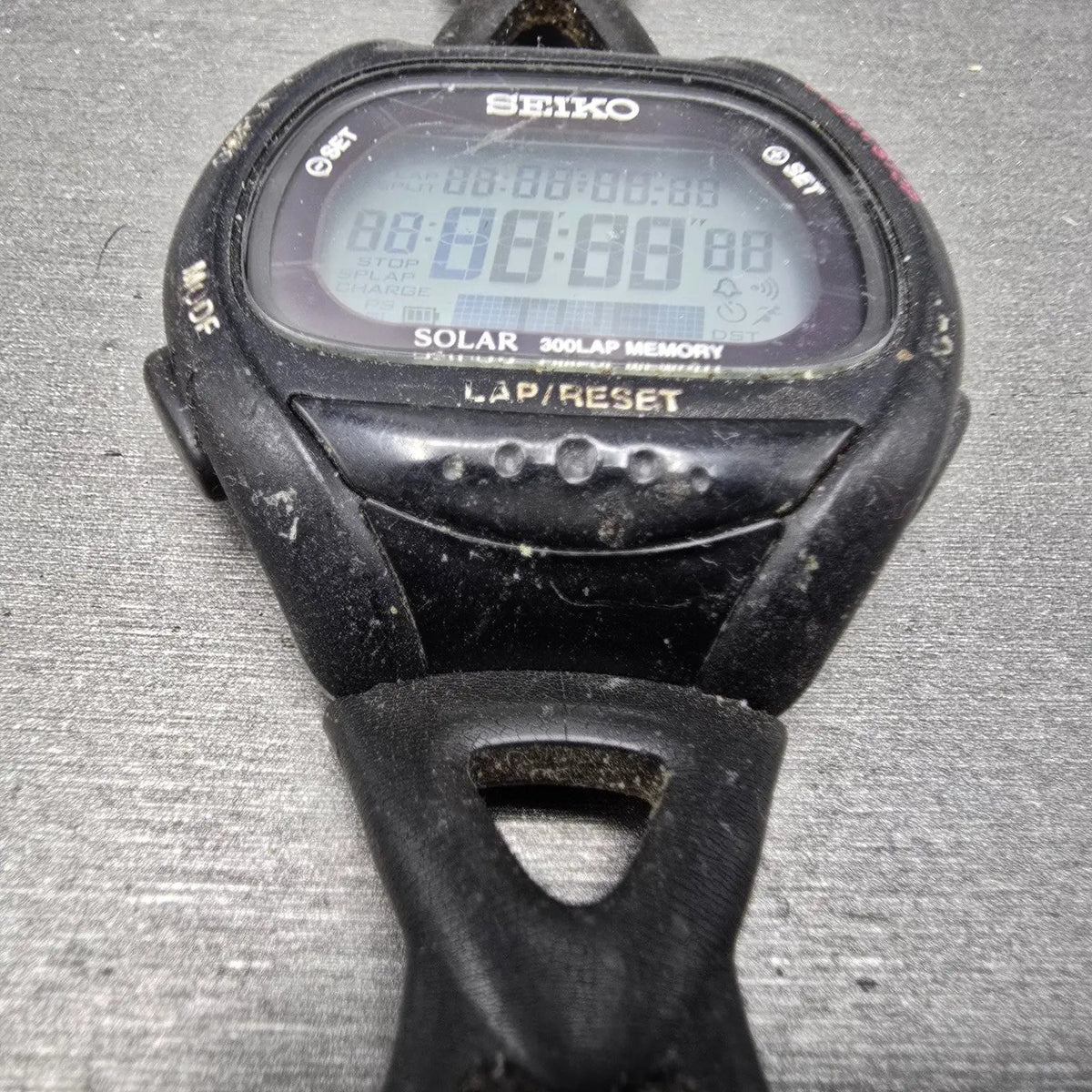 Seiko Super runner Watch Men 43mm Black Alarm Chronograph S680-00A0 Solar READ!!2