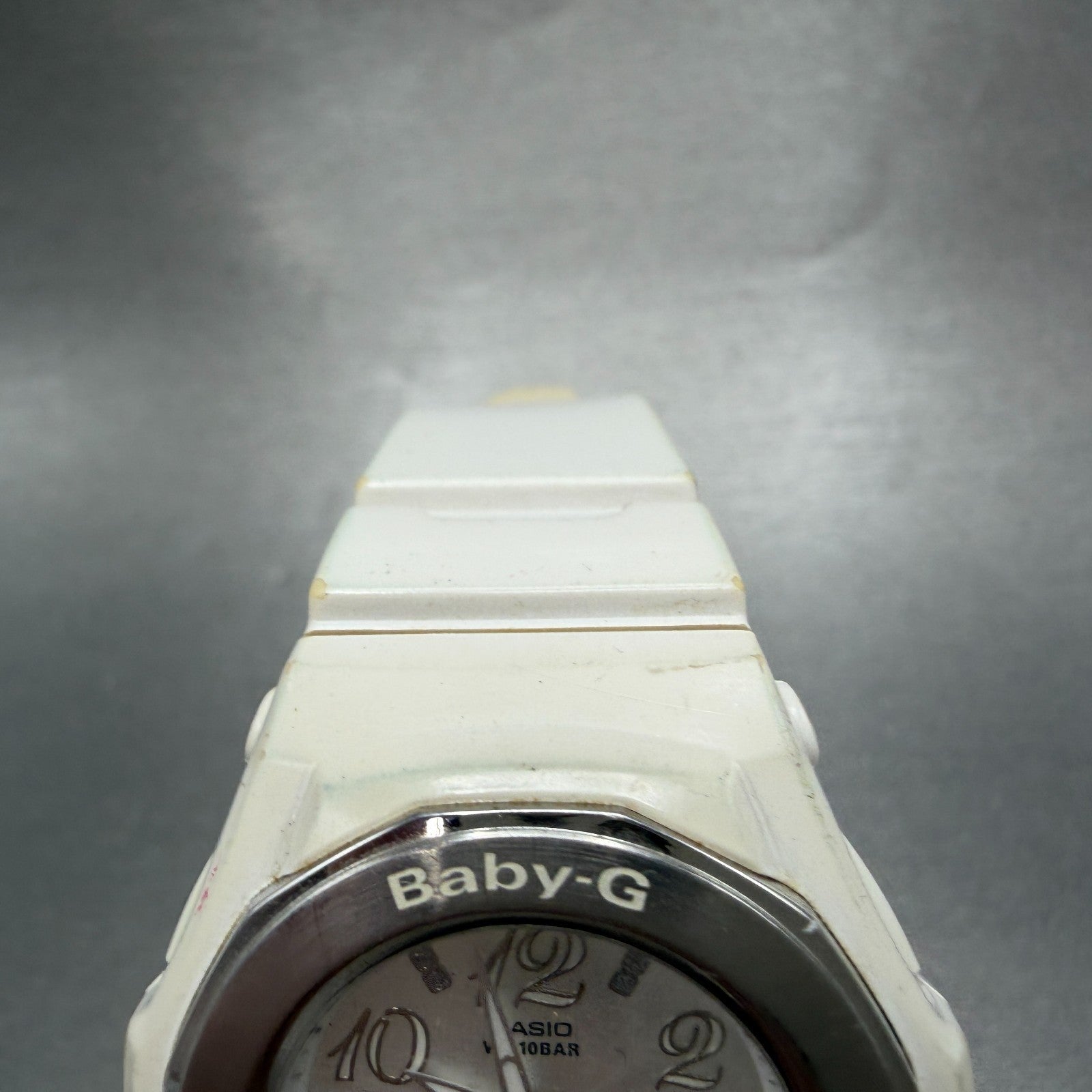 Casio Baby-G Watch Women 38mm White Dial White Case Round BGA-100 New Battery TJ4