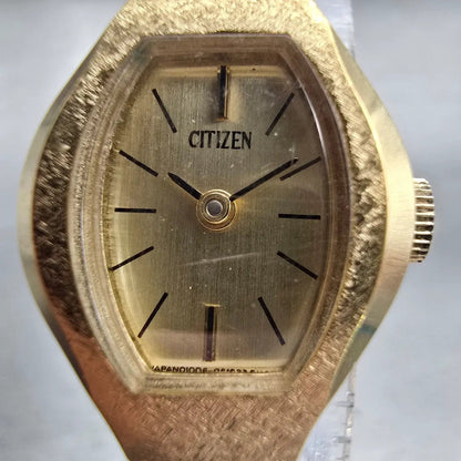 Citizen Watch Women 18mm Gold Dial Gold Tone Oval 4-152921 Manual Wind Works VTG1
