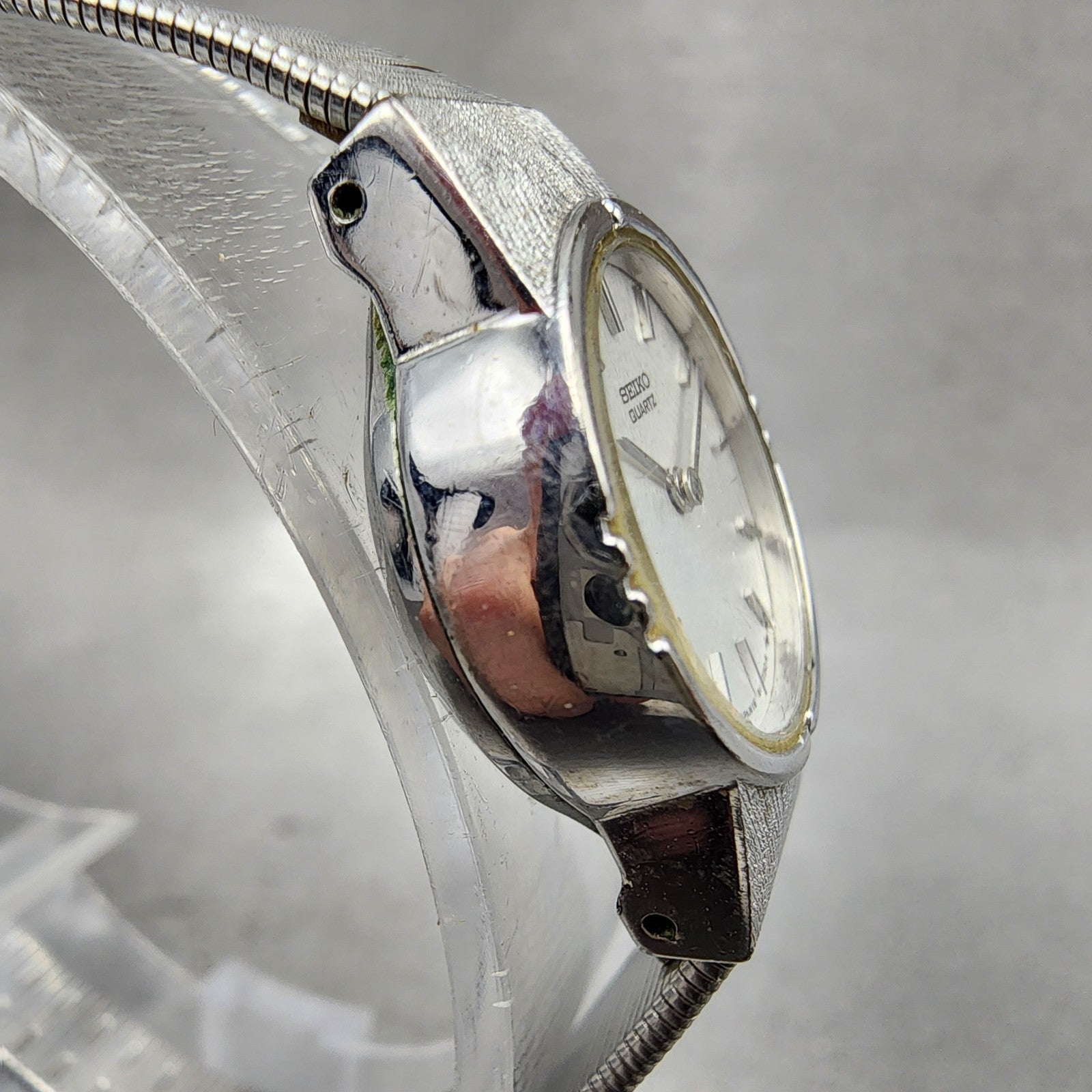 Seiko Watch Women 19mm Silver Dial Silver Tone Round 160129 New Battery VTG3