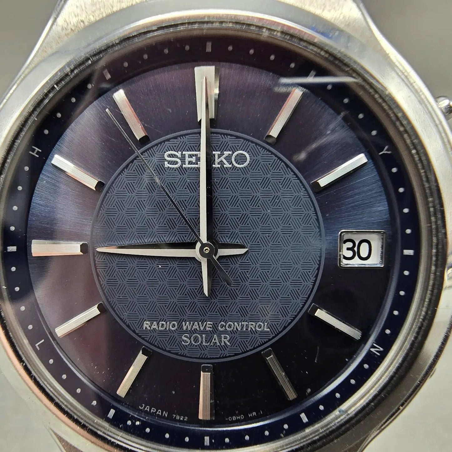 Seiko Solar Atomic Watch Men 38mm Blue Dial Steel Atomic Date 7B22-0AS0 PARTS!!!2