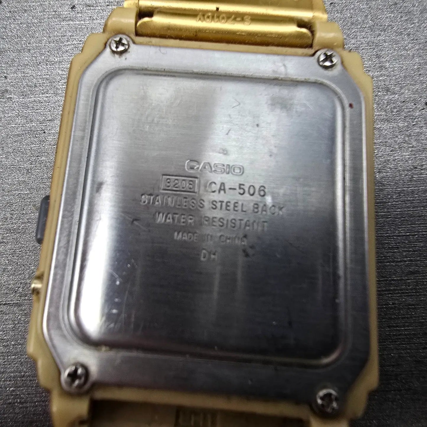 Casio Calculator CA-506 Watch Men 35mm Gold Alarm Chronograph READ!! New Battery11