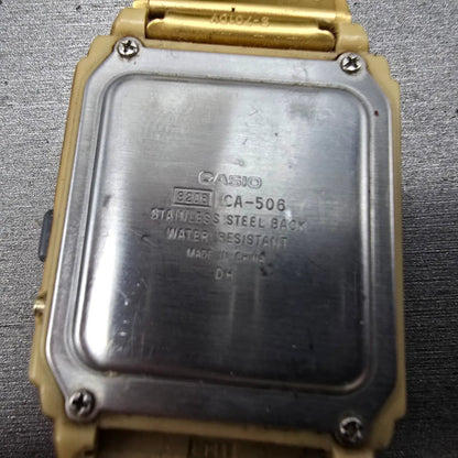 Casio Calculator CA-506 Watch Men 35mm Gold Alarm Chronograph READ!! New Battery11