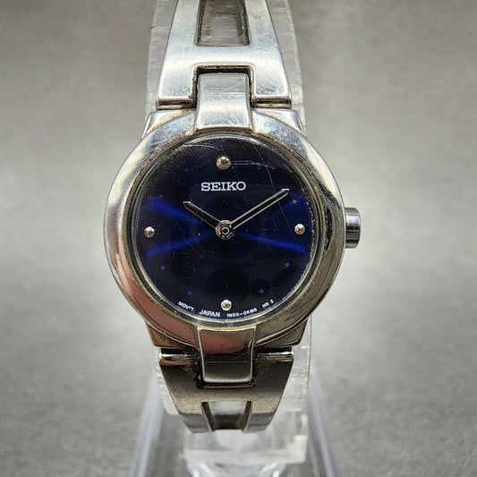Seiko Watch Women 20mm Blue Dial Silver Tone Round 1n000gm0 New Battery0
