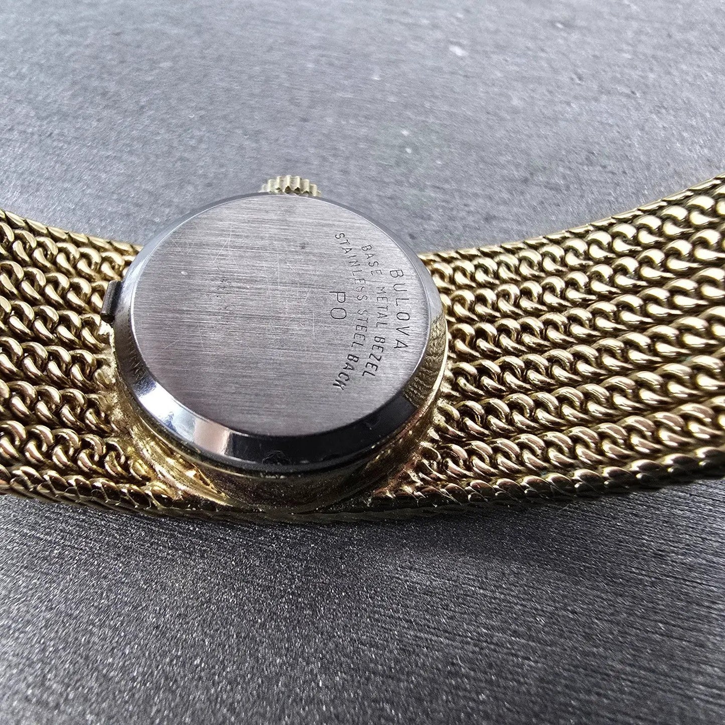 Bulova Watch Women 18mm Gold Dial Gold Tone Rectangle Mesh Band New Battery9