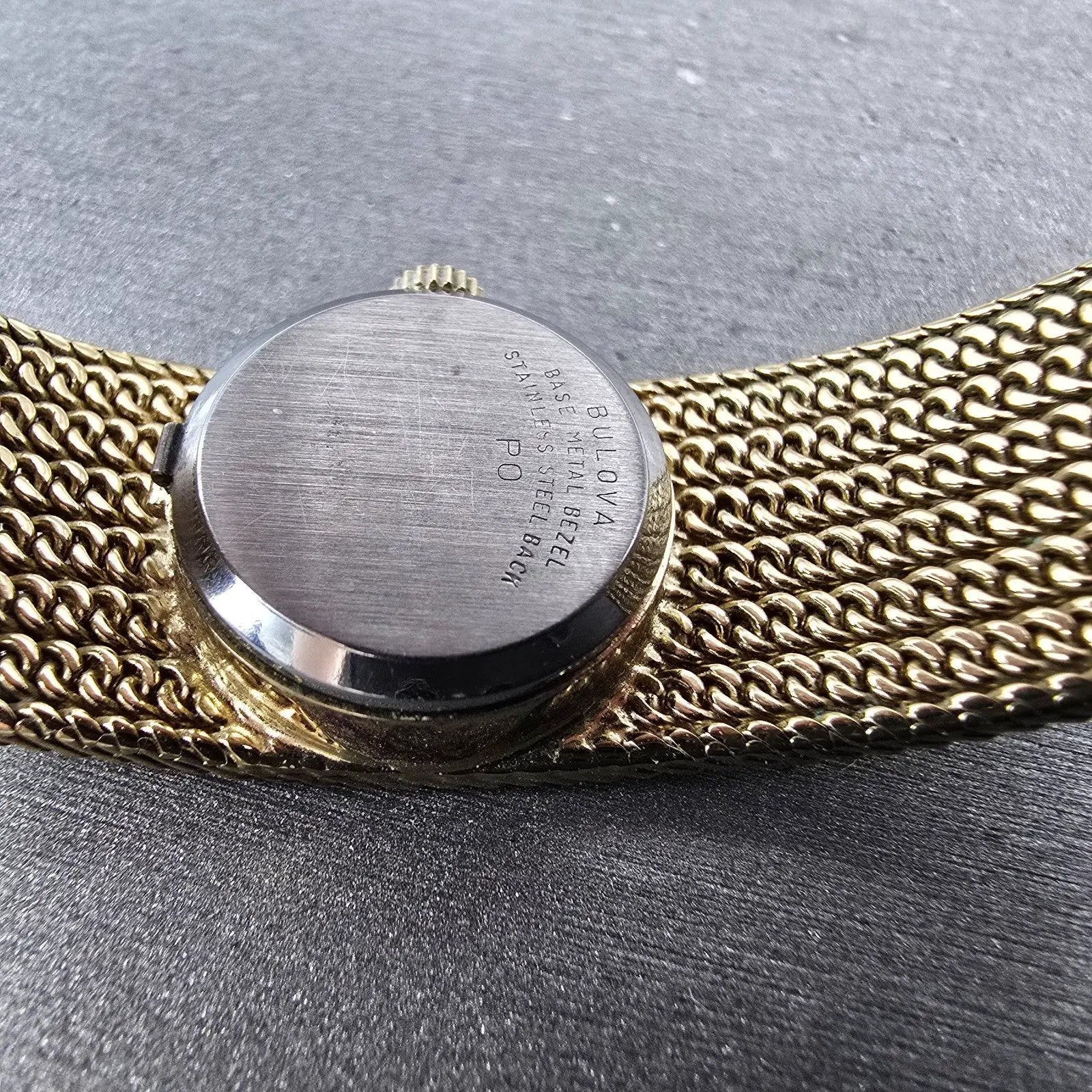 Bulova Watch Women 18mm Gold Dial Gold Tone Rectangle Mesh Band New Battery9