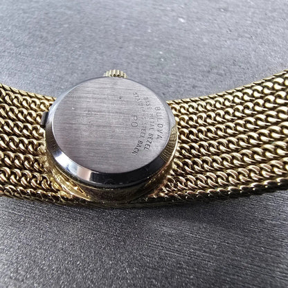 Bulova Watch Women 18mm Gold Dial Gold Tone Rectangle Mesh Band New Battery9