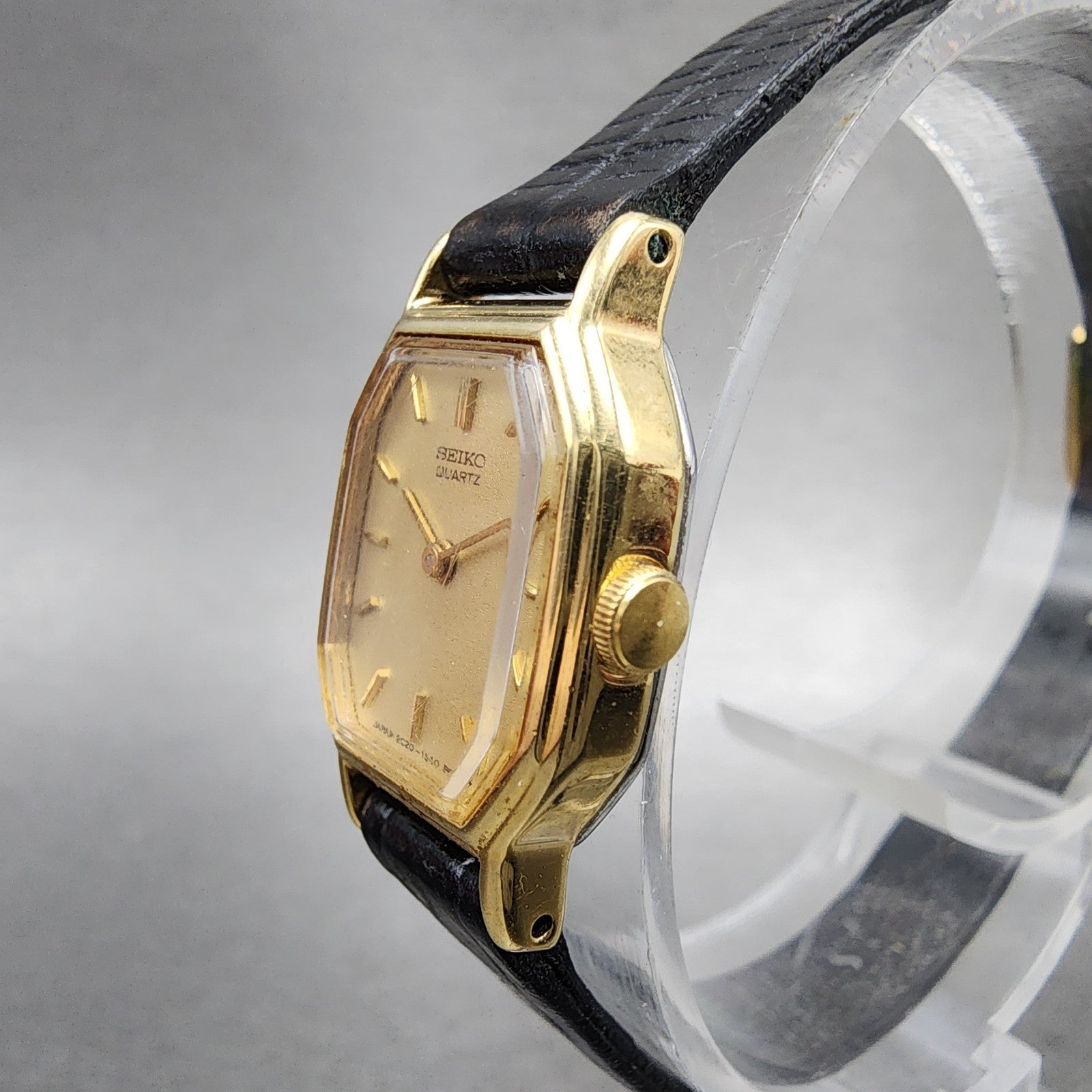Seiko Watch Women 16mm Gold Dial Gold Tone Octagon 2C205769 New Battery2