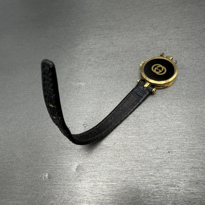 Gucci 2000L Watch Women 22mm Black Dial Gold Plated Round New Battery VTG UNIDQ6