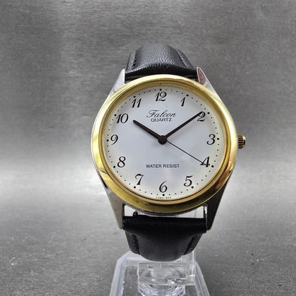 Citizen Q&Q Falcon Watch Men 34mm White Dial Two Tone Round Leather New Battery5