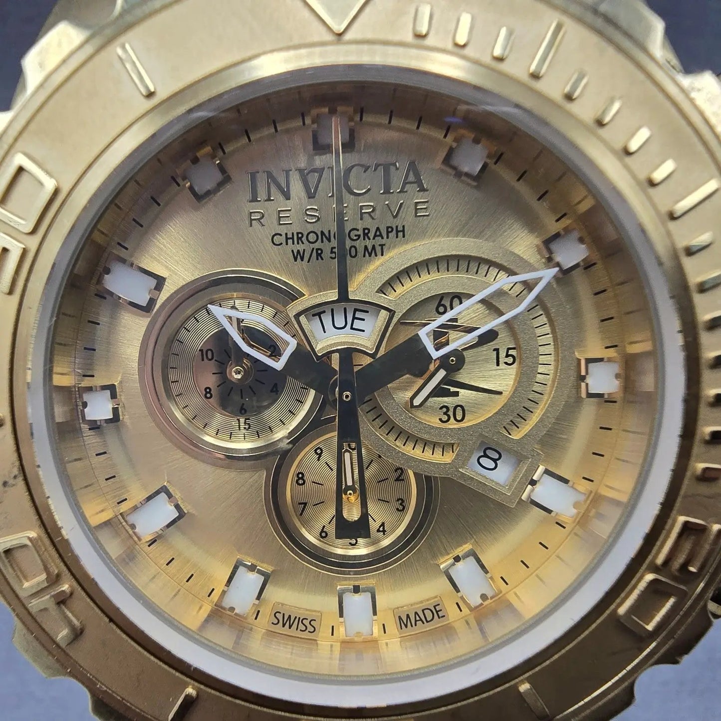 Invicta Reserve Chronograph Watch Men 52mm Champagne Dial Gold Tone 6905 New Bat1