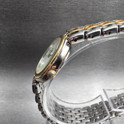 Seiko Watch Women 23mm White Dial Two Tone Round 4N00-1349 New Battery Vintage2