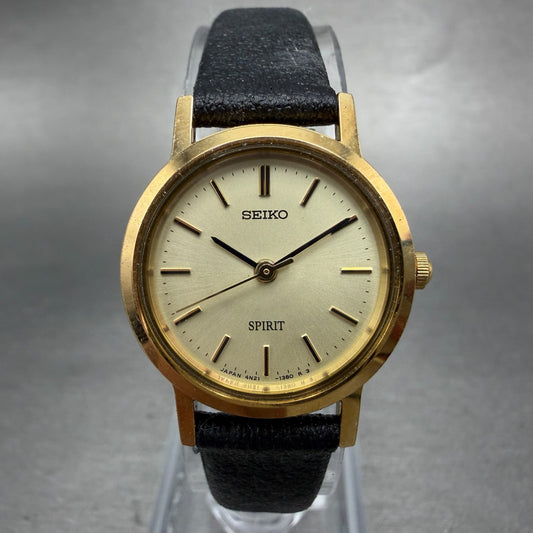 Seiko Spirit Watch Women 23mm Champagne Dial Gold Tone Round 4N21-0640 New Batt0