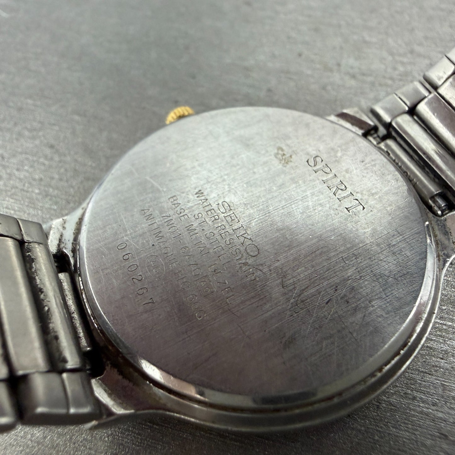 Seiko Spirit Watch Men 34mm White Dial Two Tone Round 7n01-6a70 New Battery VTG9