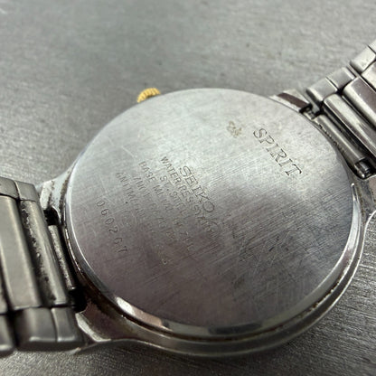 Seiko Spirit Watch Men 34mm White Dial Two Tone Round 7n01-6a70 New Battery VTG9