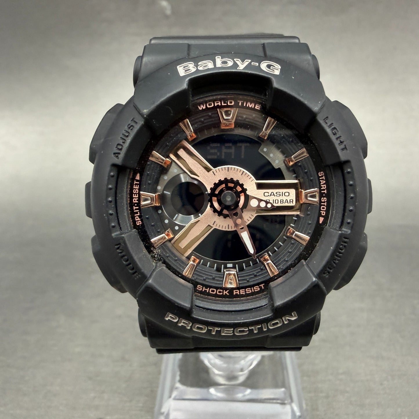 Casio Baby-G Watch Women 43mm Digital Rose Dial Black Tone BA-110RG New Battery0