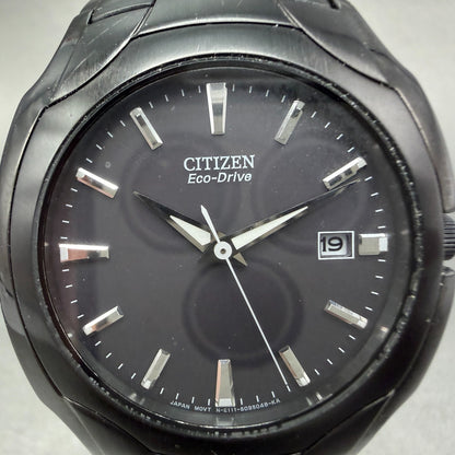 Citizen Eco-Drive Watch Men 38mm Black Dial Black Tone Date Round E111-S0634261